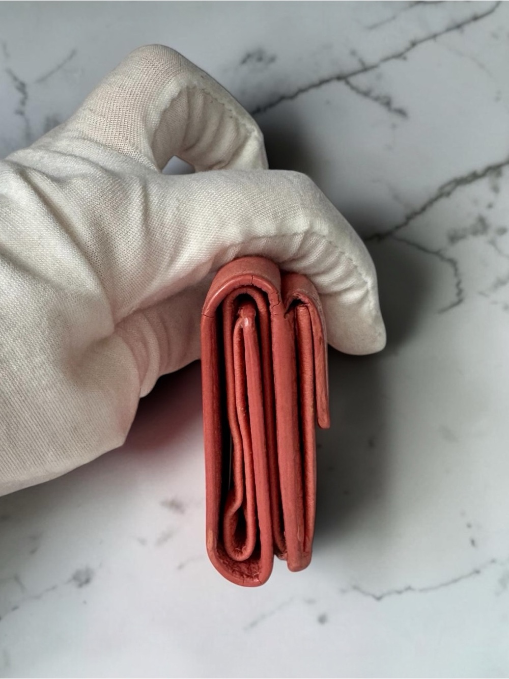 Balenciaga Pink Pebbled Leather Compact Wallet - Picture 7 of 8